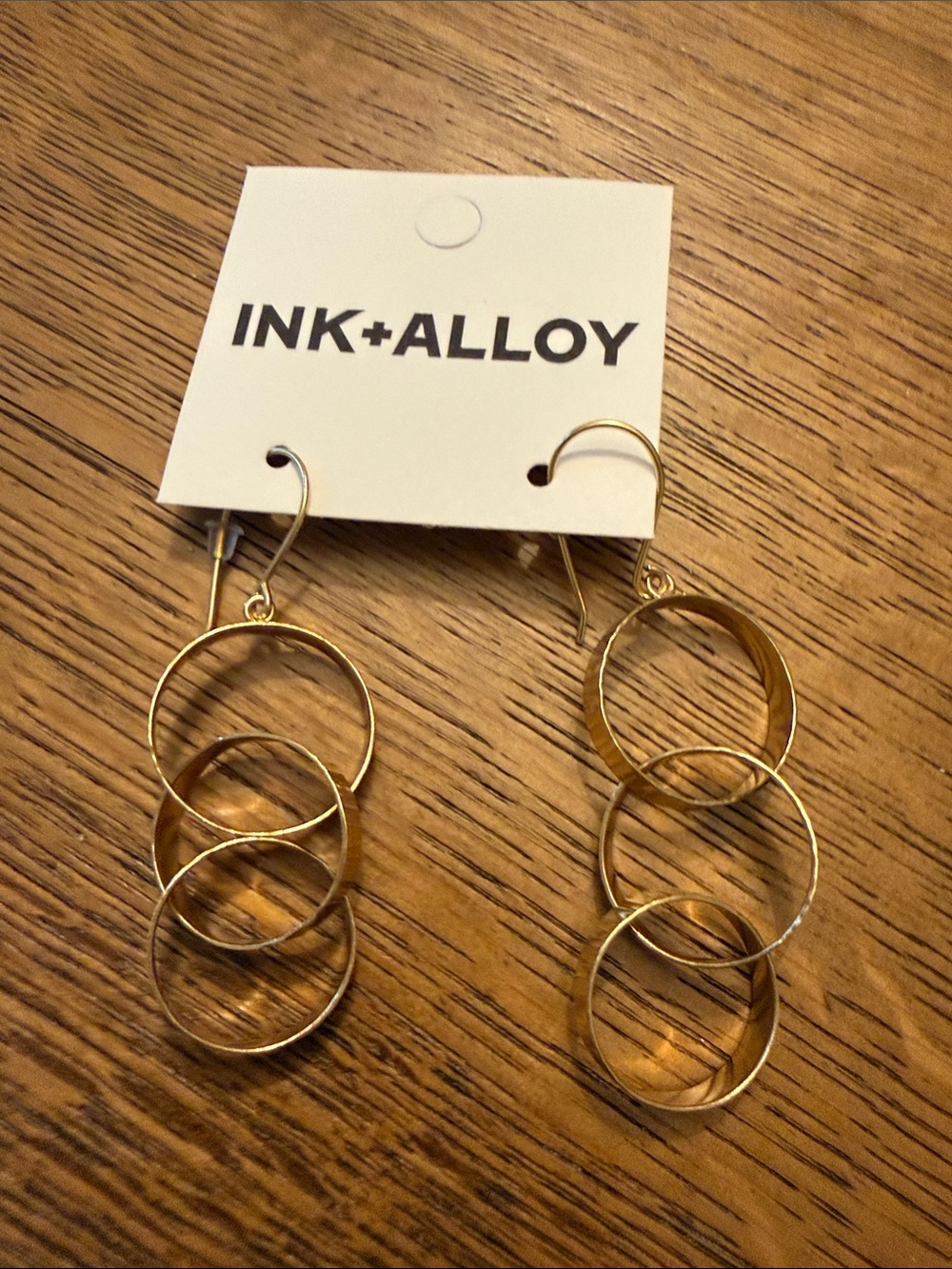 Ink + Alloy Gold Triple Loop Drop Earrings